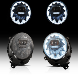 Top Gear Motors Black LED Headlight Pair Driver and Passenger Side for 2014-2018 MINI Cooper Smoked Lens