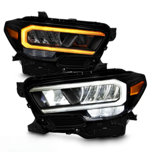 Top Gear Motors Black LED Reflector Headlight Pair for 2016-2023 Toyota Tacoma Pick-up Clear Lens