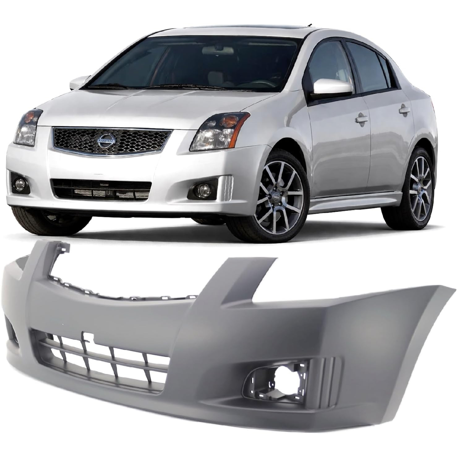Top Gear Motors Front Bumper Cover Replacement for Nissan Sentra S Sedan 2007-2012 - Image 2