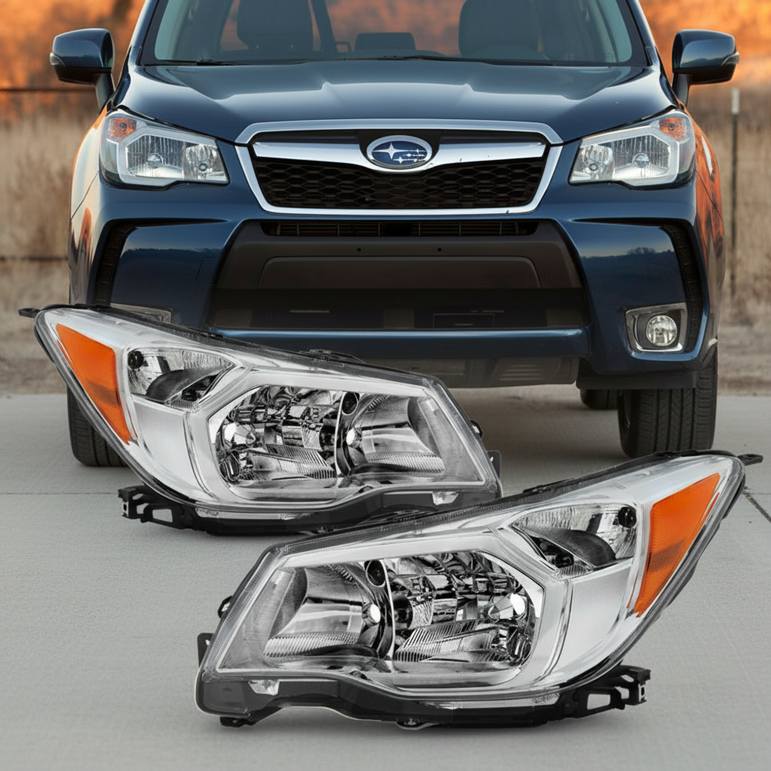 Top Gear Motors Halogen Headlight Assembly Pair Left and Right for Subaru Forester 2014–2016 Chrome Housing Clear Lens - Image 2