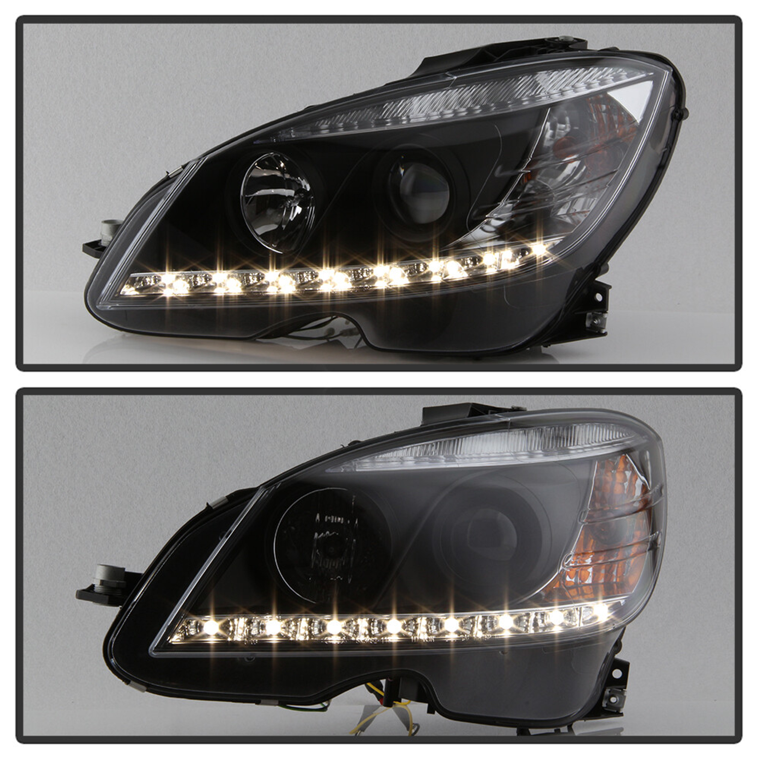 Top Gear Motors Black LED DRL Projector Headlight Pair Left and Right for 2008–2011 Mercedes-Benz C-Class W204 - Image 3