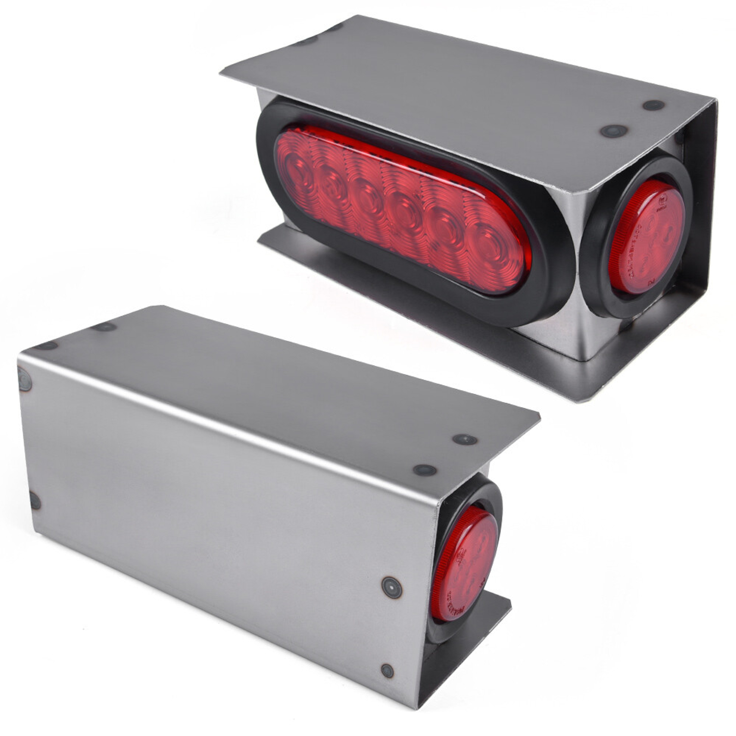 Top Gear Motors LED Trailer Truck 6 in Oval Taillight 2 in Marker Light Pair Steel Box Housing - Image 2