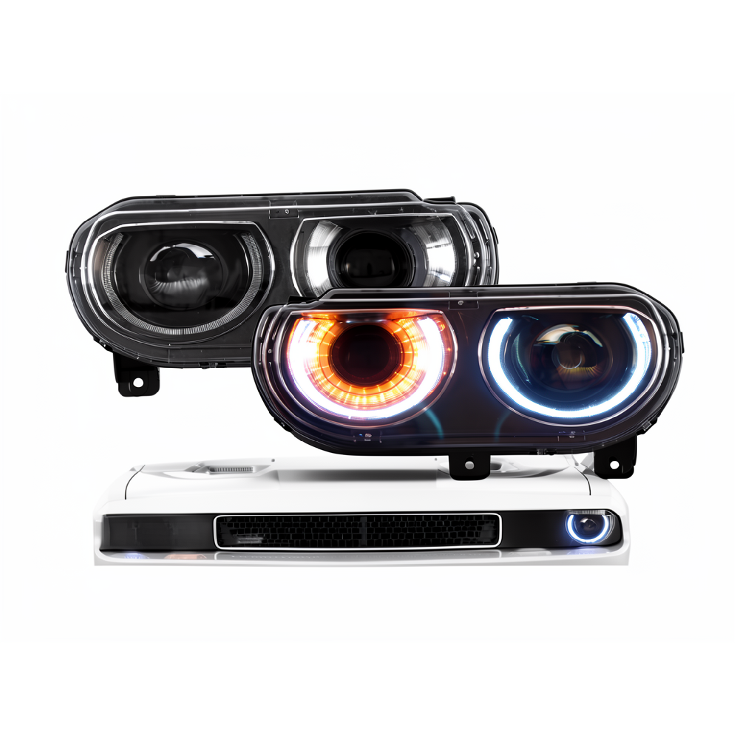 Top Gear Motors LED Headlight Assembly Pair Left and Right for 2008-2014 Dodge Challenger Black Housing Clear Lens Direct Replacement - Image 2