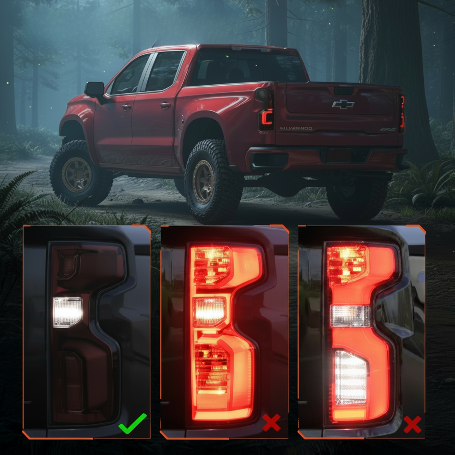 TRUE MODS Smoked Full LED Tail Light Assembly Replacement for 2019-2026 Chevy Silverado 1500 & 2020-2023 Chevy Silverado 2500 3500 HD w/ Stock LED Taillight Aftermarket Custom Brake Turn Signal Lamp