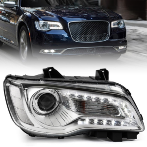 Top Gear Motors Chrome Halogen LED DRL Headlight Passenger Right Side for 2015-2023 Chrysler 300 300C Clear Lens