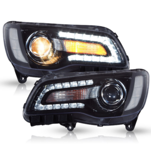 Top Gear Motors Black LED Headlight Pair Driver and Passenger Side Projector for 2011-2023 CHRYSLER 300 Clear Lens