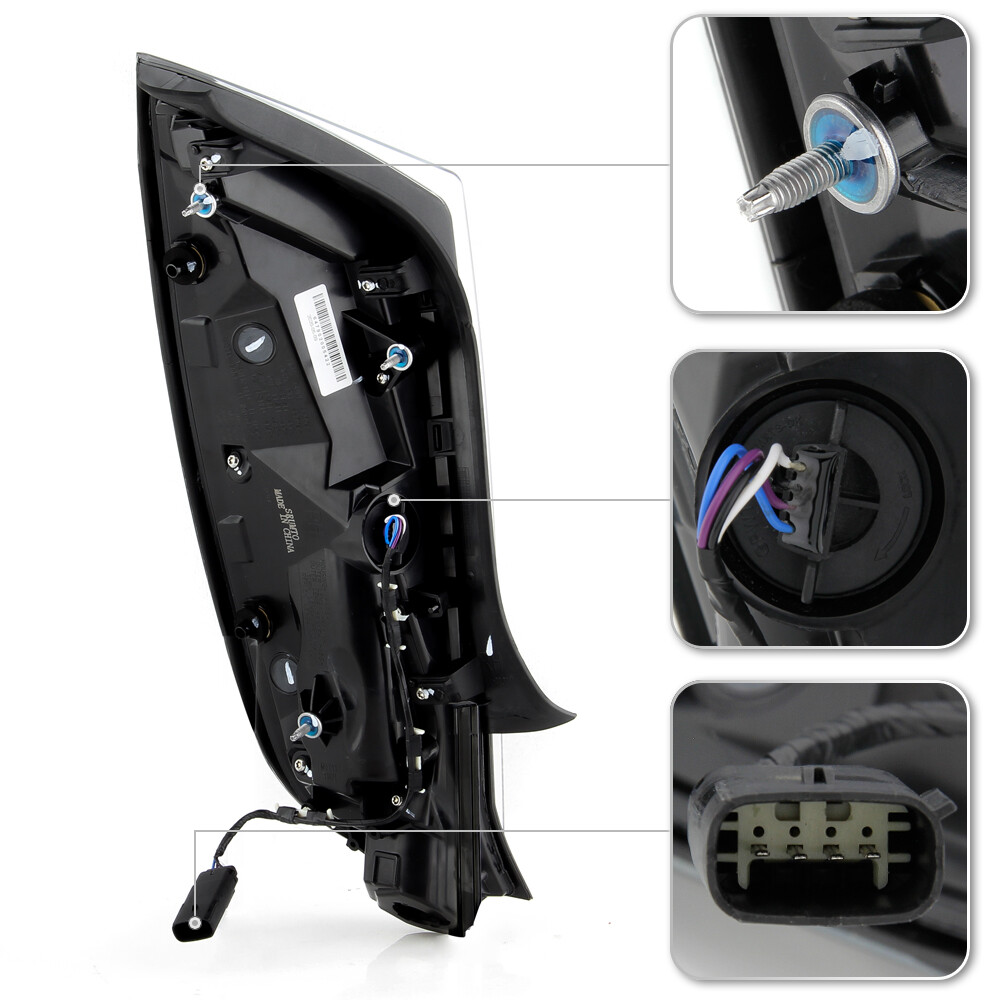 Clear Lens Black Housing LED Tail Lights for 2013-2017 Cadillac XTS Left+Right - Image 2