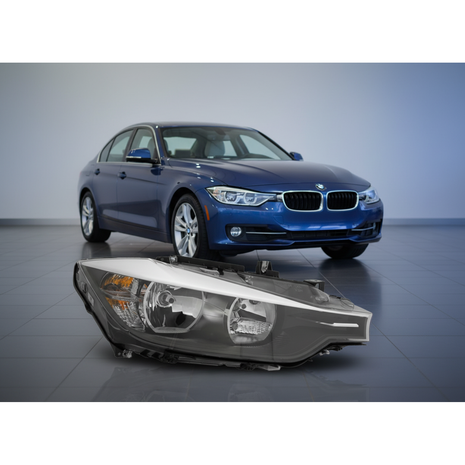 Top Gear Motors Halogen Headlights Lamps Set for 2012-2015 BMW 3-Series Driver and Passenger Side - Image 2