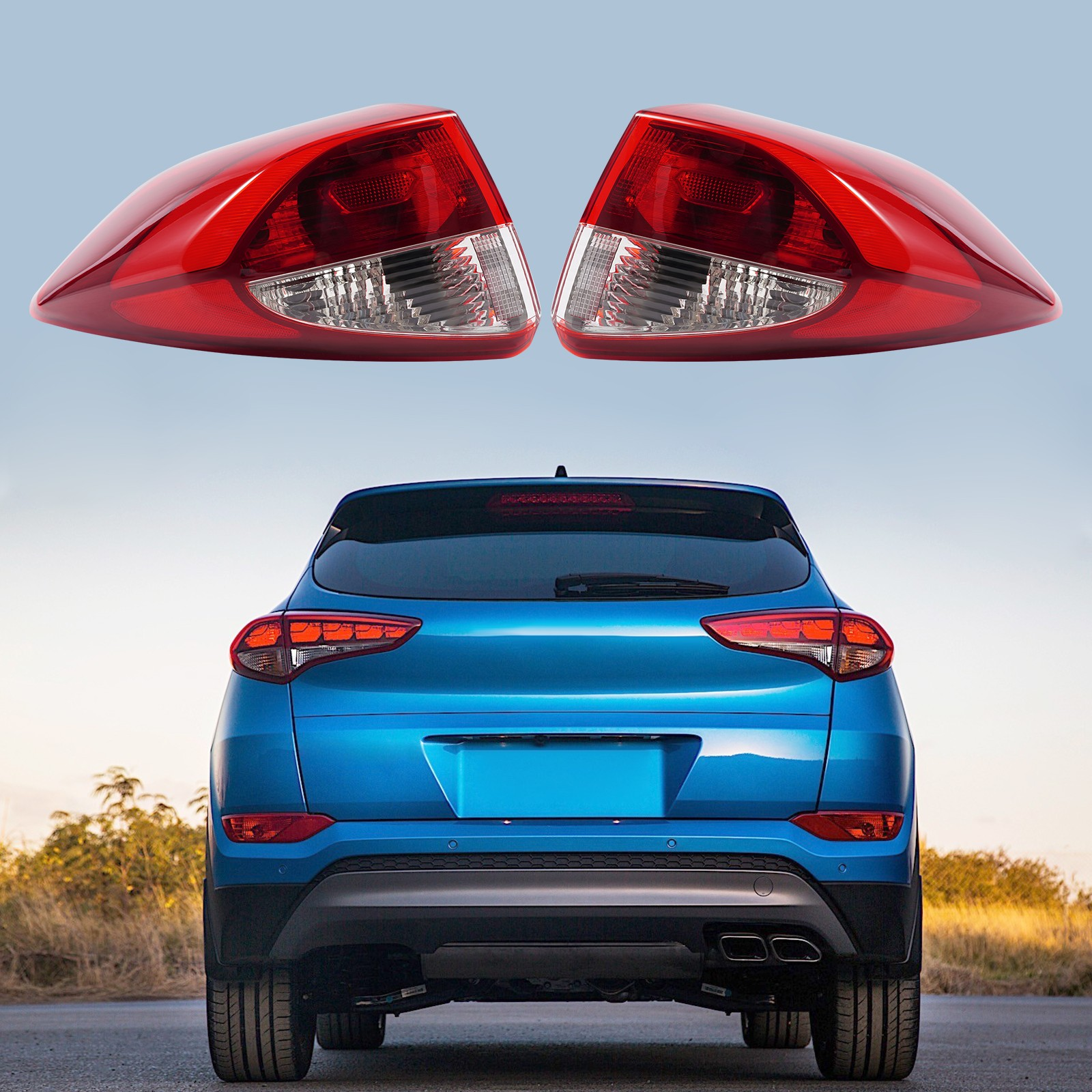 Top Gear Motors Red Halogen Tail Light Pair Driver and Passenger Side for 2016-2018 HYUNDAI Tucson Red Lens - Image 2