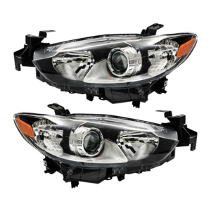 Top Gear Motors Black Halogen Headlight Pair Driver and Passenger Side for 2014-2017 MAZDA Mazda6 Clear Lens