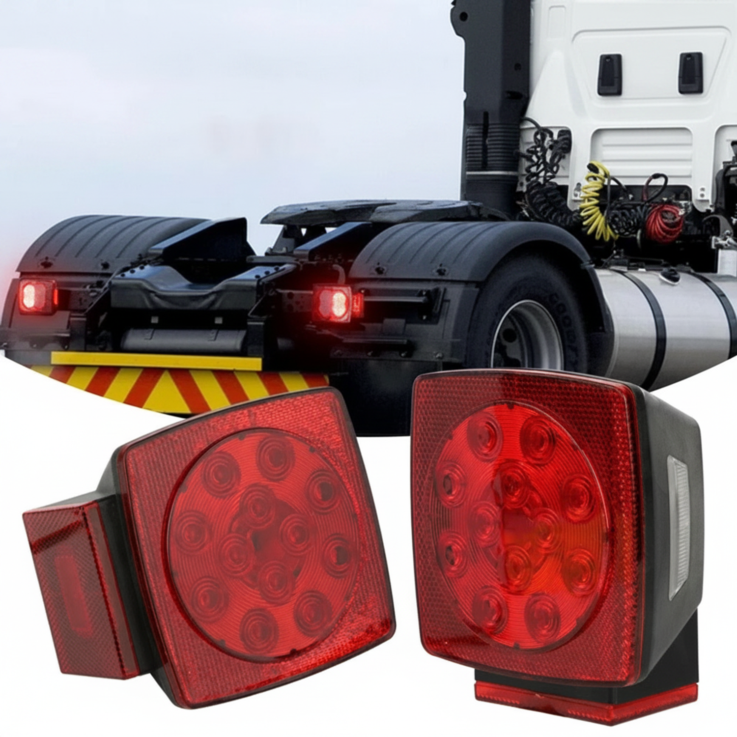 Top Gear Motors LED Square Submersible Trailer Taillight Pair Left and Right 12V Red Universal Boat Truck Marine - Image 2
