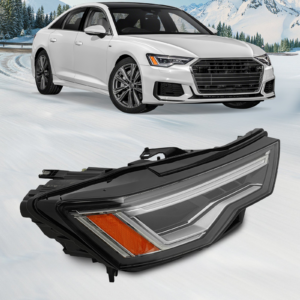 Top Gear Motors Black LED Headlight Passenger Right Side for 2019-2021 AUDI A6 Clear Lens