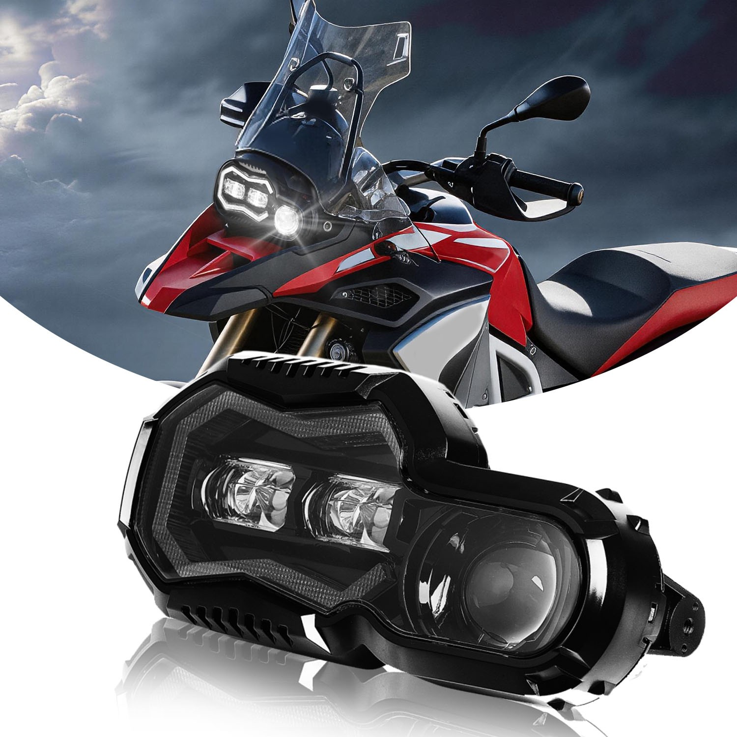 Top Gear Motors 2010-2013 BMW F 800 GS F 650 GS F 700 GS F 800 R Left and Right Projector LED DRL Headlight Assembly Pair - Image 2