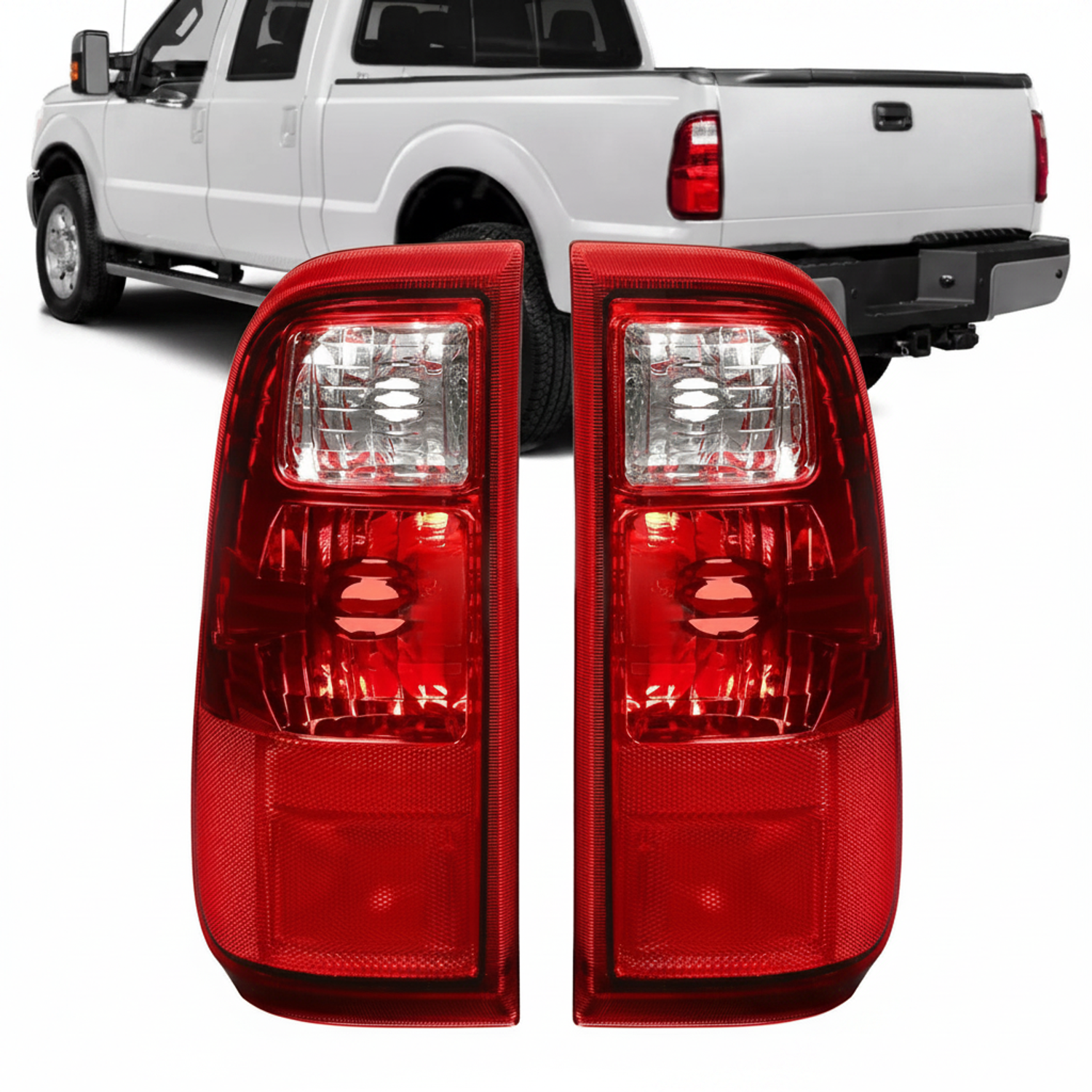 Top Gear Motors 2008-2016 Ford F-250 F-350 F-450 F-550 Left and Right Red Tail Light Assembly Pair - Image 2