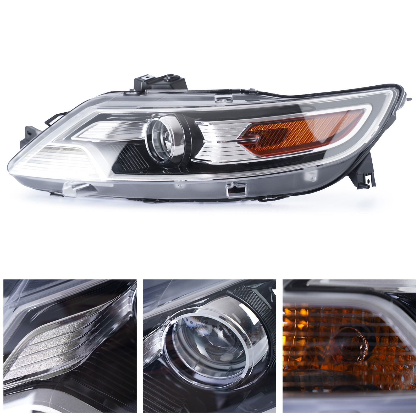 Top Gear Motors Halogen Projector Headlight Assembly Pair Left and Right for 2010-2012 Ford Taurus SE/SEL/Limited Chrome Housing Clear Lens - Image 3