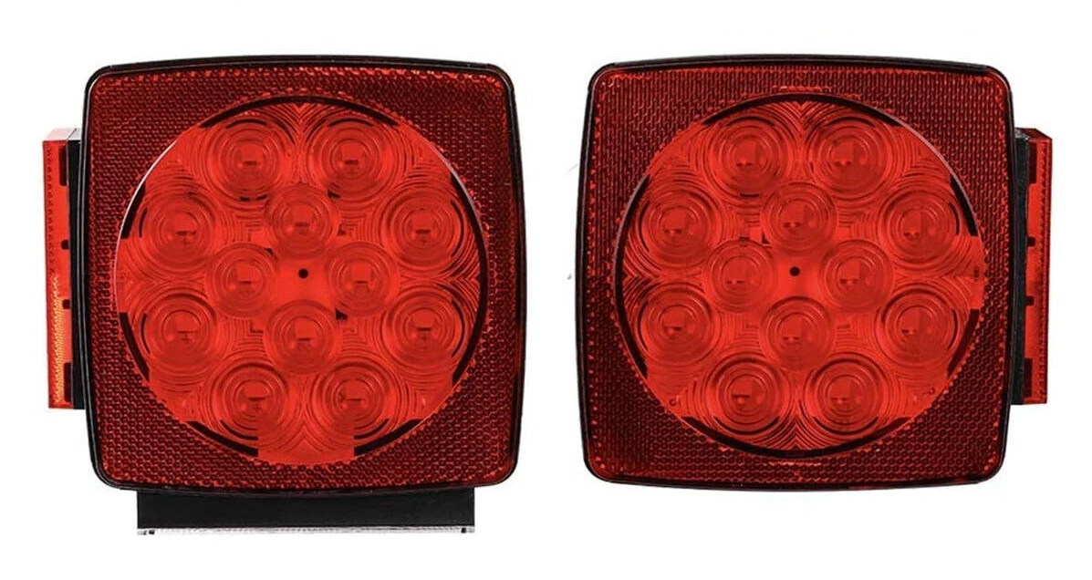 Top Gear Motors Set of 2 Submersible LED Trailer Tail Lights for Boat Marker Truck Waterproof Red