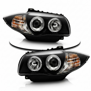 For Halogen Model 2008-2013 BMW E87 128i 135i Blk LED Halo Projector Headlights