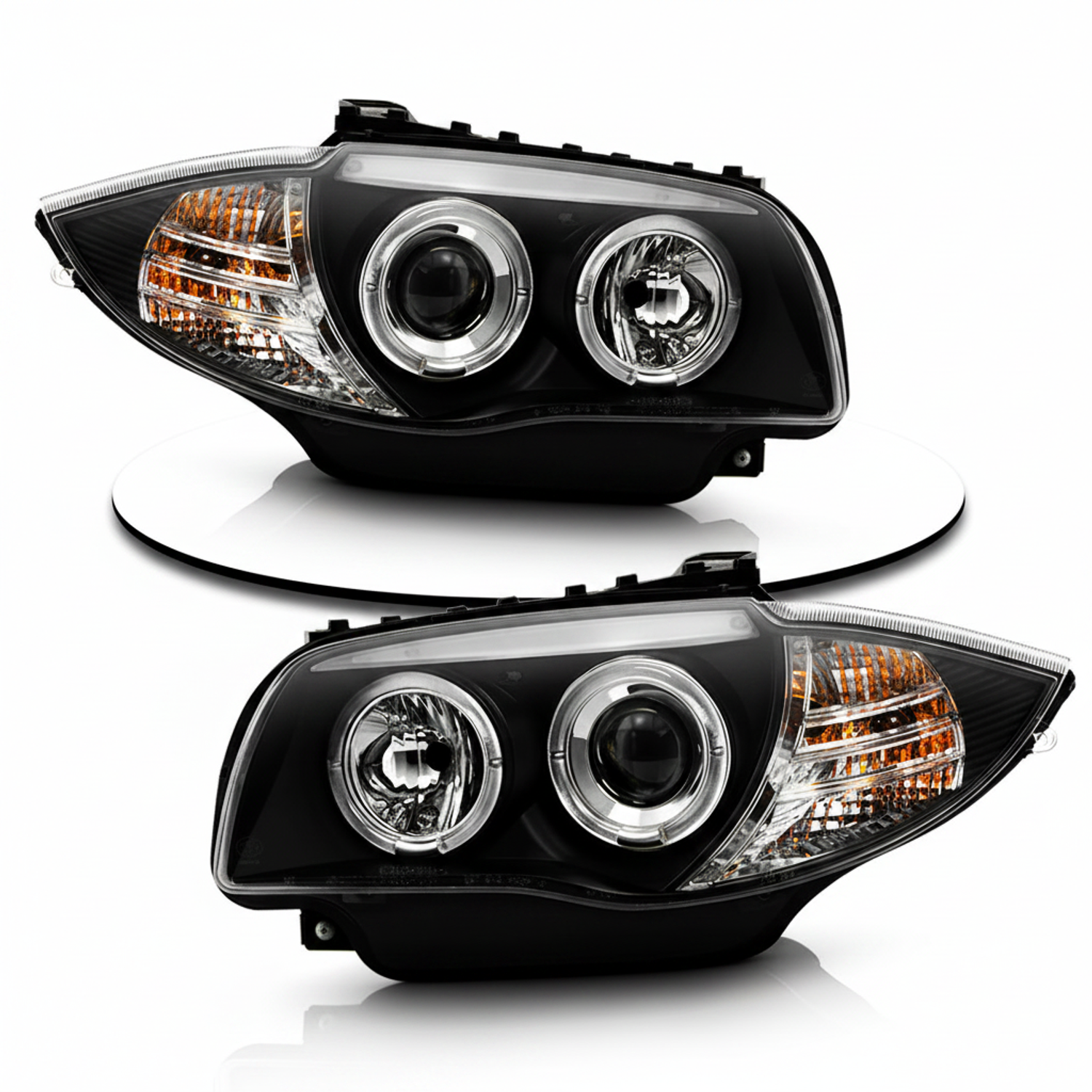 For Halogen Model 2008-2013 BMW E87 128i 135i Blk LED Halo Projector Headlights