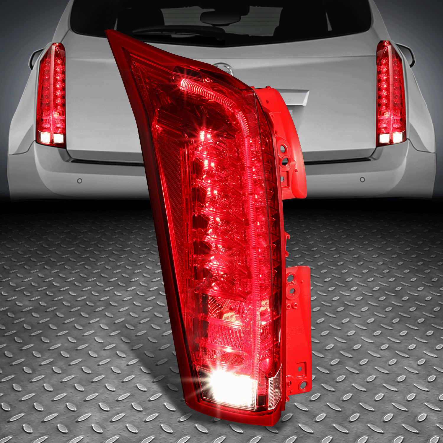 Top Gear Motors LED Tail Light Assembly Driver Side Left for 2010-2016 Cadillac SRX Chrome Housing Red Clear Lens - Image 2