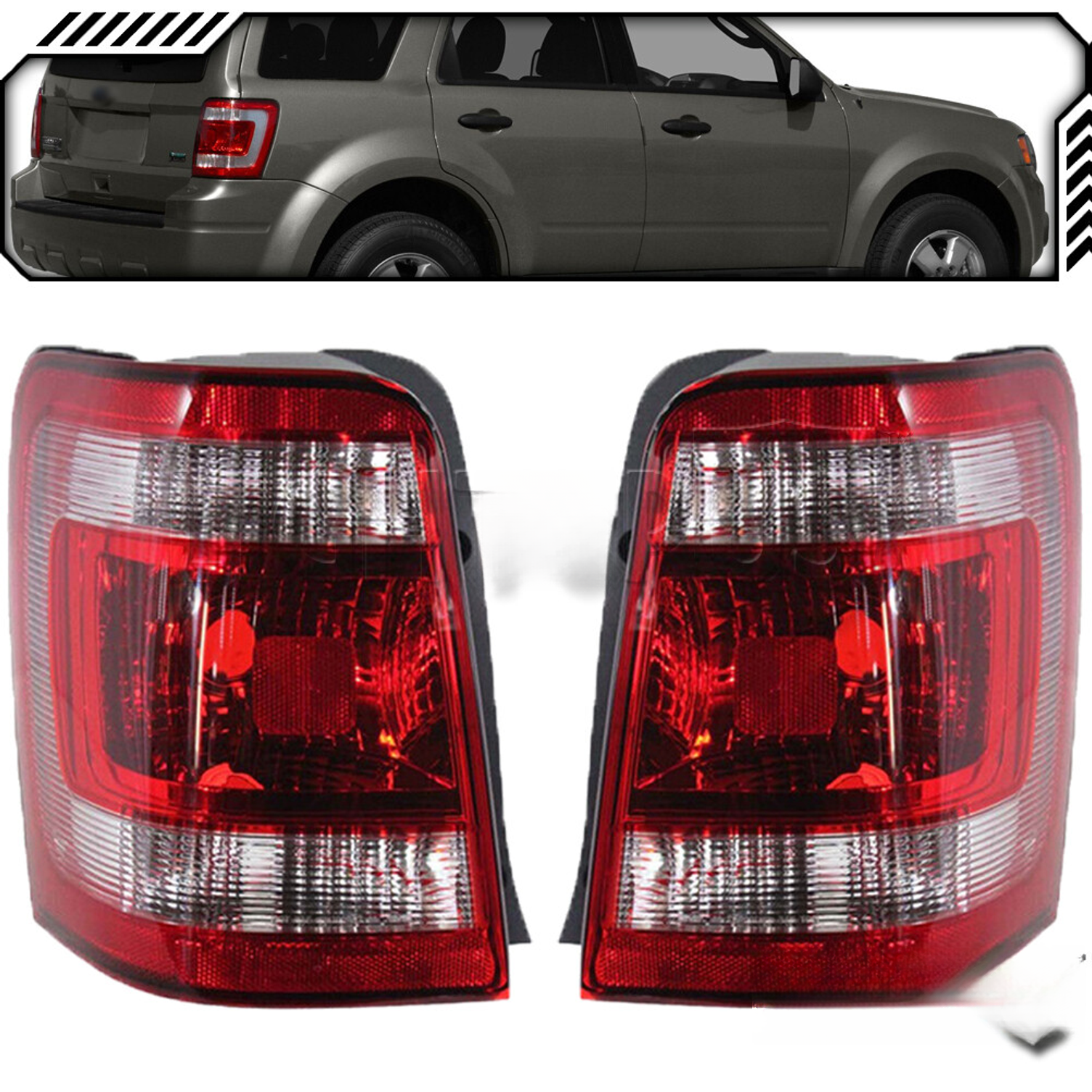 Top Gear Motors Halogen Tail Light Assembly Pair Left and Right for 2008-2012 Ford Escape - Image 4