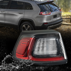 Top Gear Motors LED Outer Tail Light Pair for Jeep Cherokee 2019-2023 Black Housing