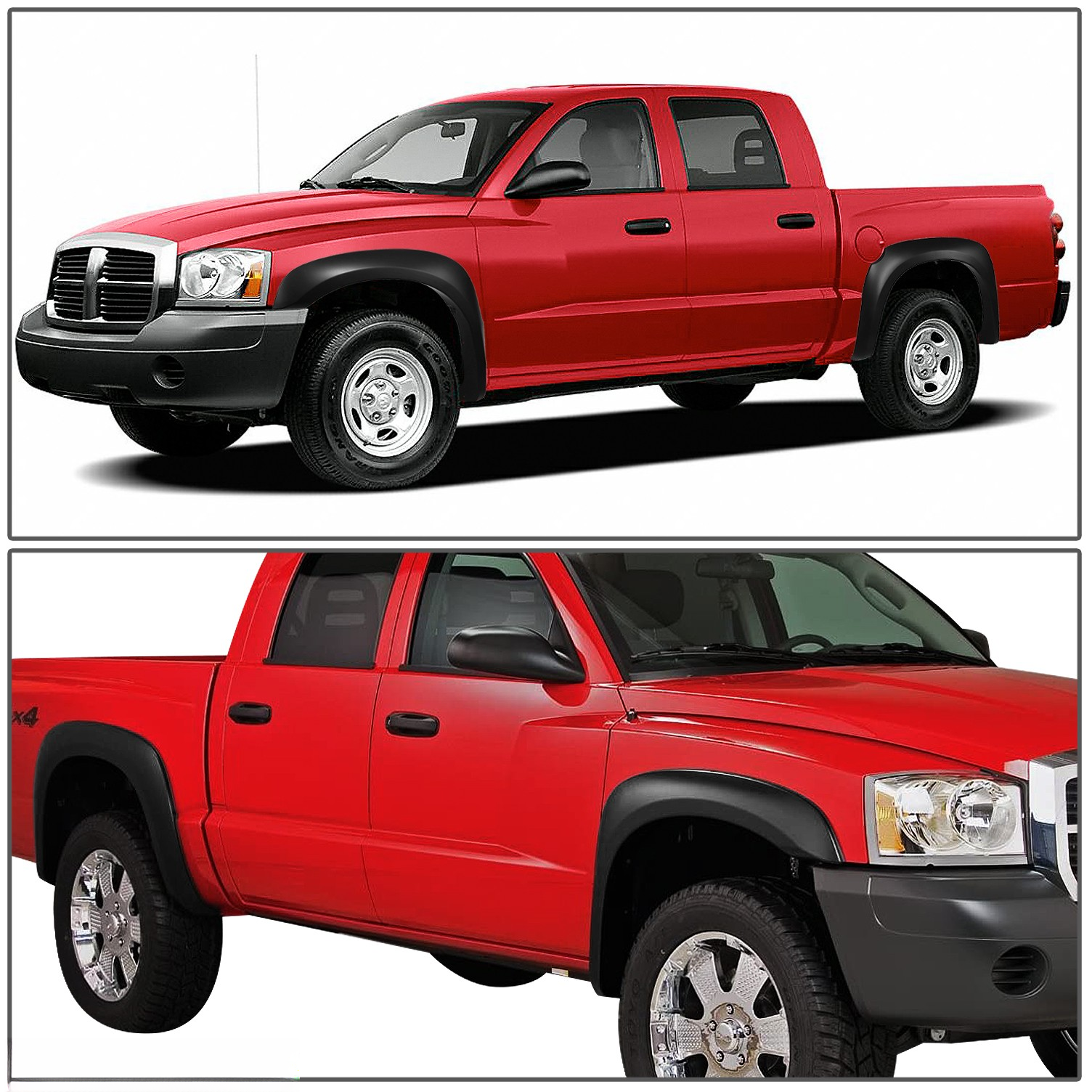 Top Gear Motors Matte Black Fender Flares for 2005-2011 Dodge Dakota Crew Cab Factory-style Wheel Arch Set - Image 4