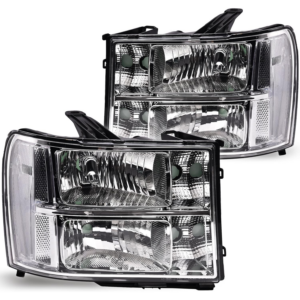 Top Gear Motors Chrome Headlight Pair Left and Right for 2007–2013 GMC Sierra 1500 / 2500HD / 3500HD Clear Lens Amber Corner