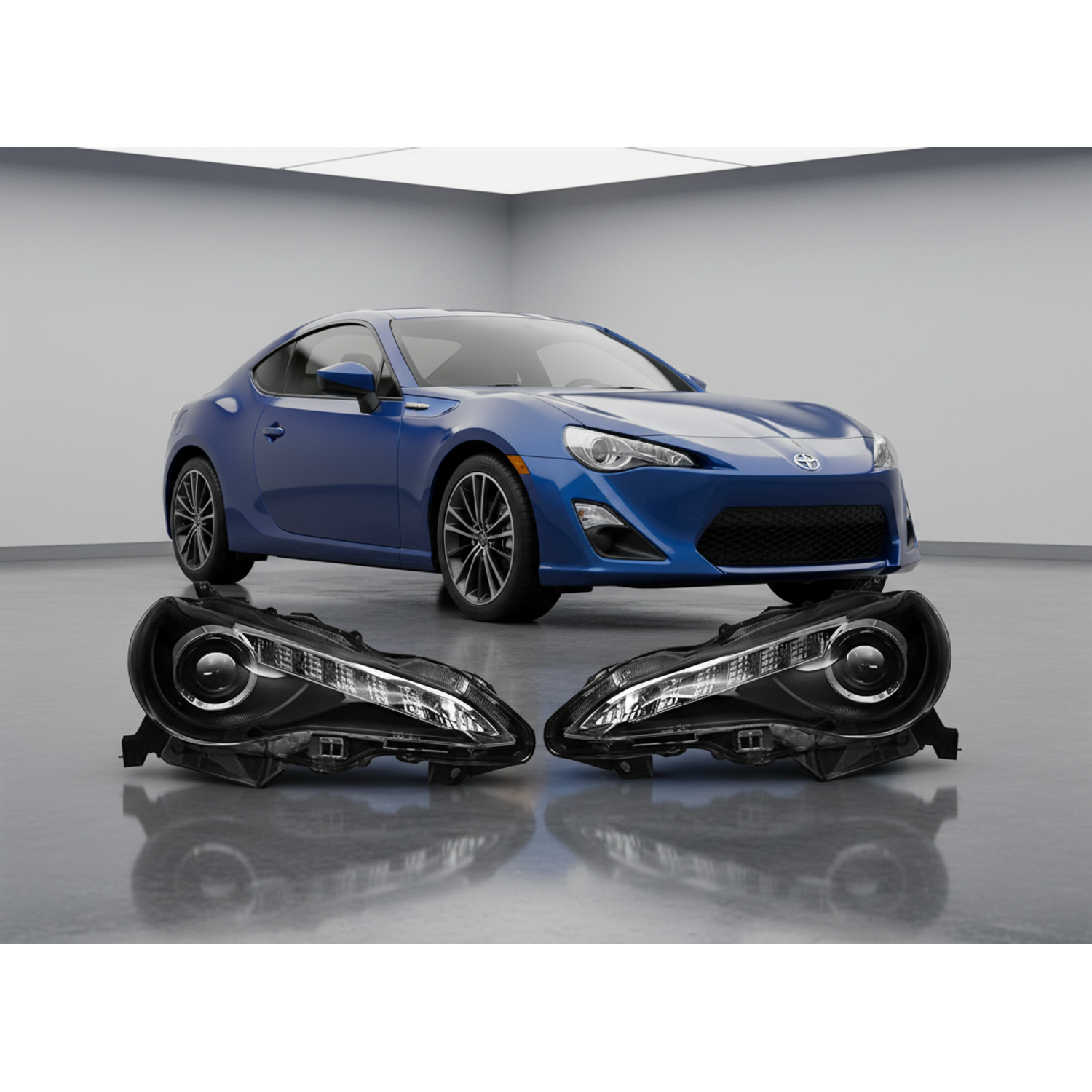 Top Gear Motors LED Projector Headlight Assembly Pair Left and Right for 2013-2016 Scion Fr-s Black Housing Clear Lens - Image 3