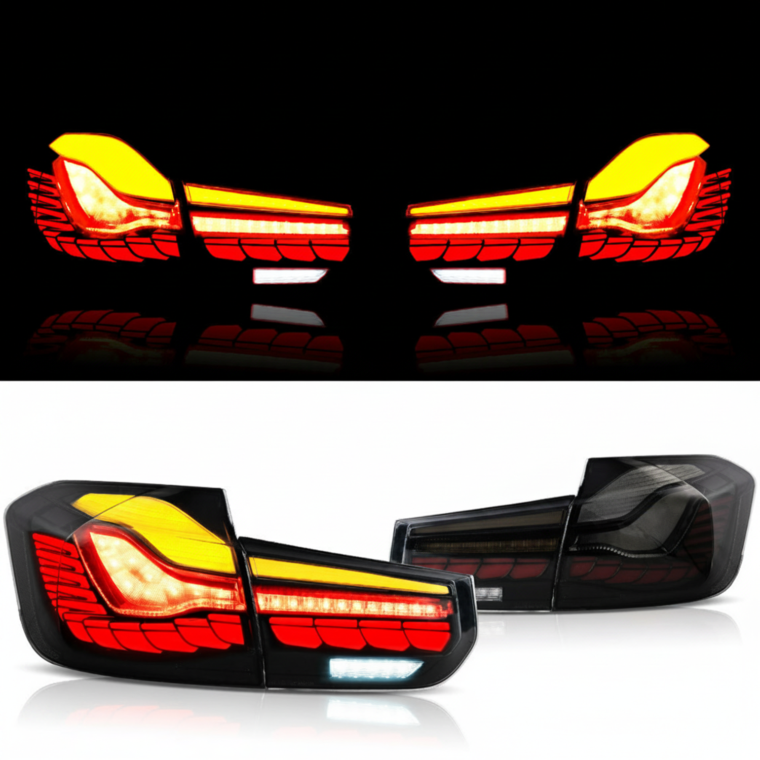 Top Gear Motors LED Tail Light Assembly Pair Left and Right for 2012-2018 BMW 3 Series F30 F35 and F80 M3 Black Housing Smoke Lens - Image 2