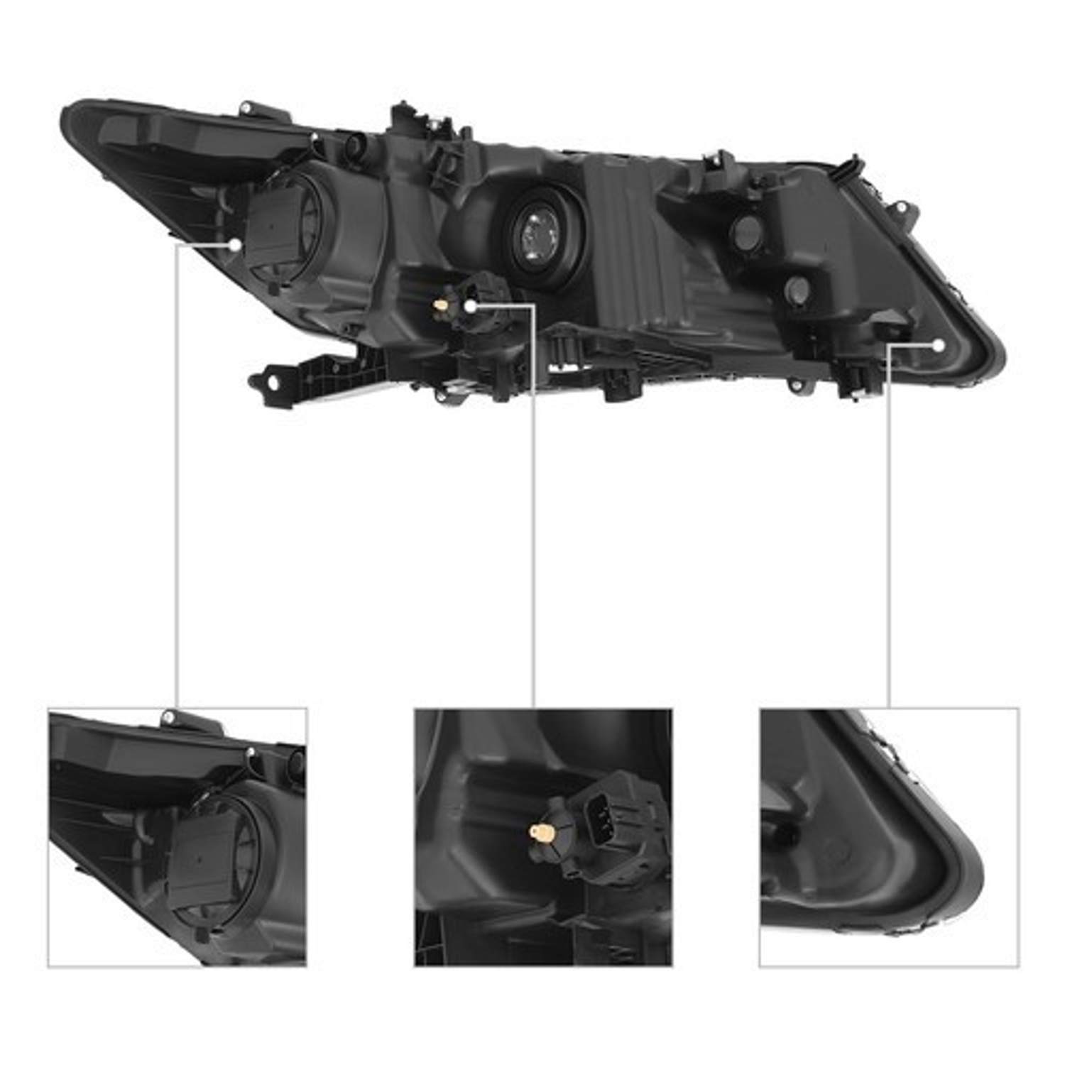 Top Gear Motors Halogen Left Driver Headlight Assembly for Honda Crosstour 2010–2012 Black Housing Clear Lens - Image 5
