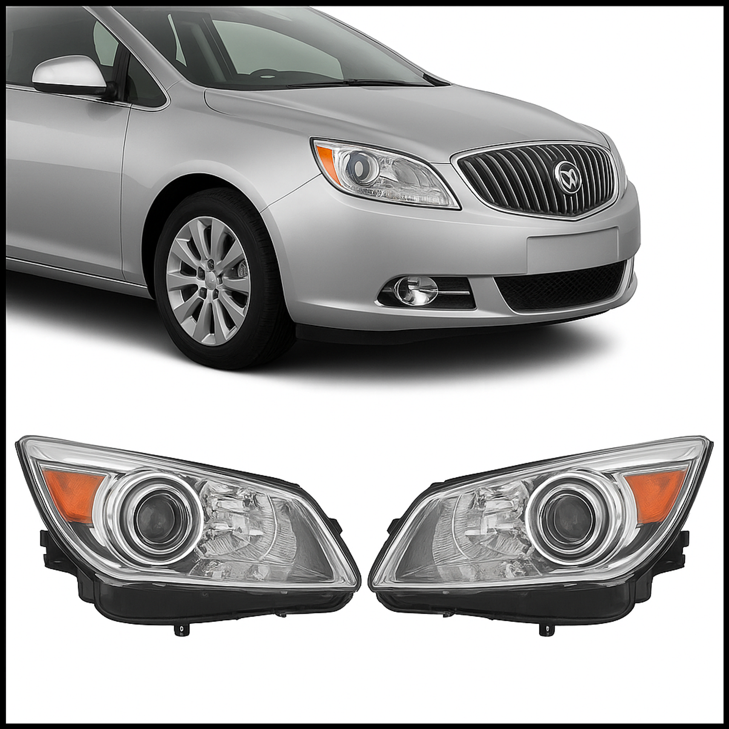Top Gear Motors Halogen Halo Headlight Pair Driver and Passenger Side for 2012-2017 BUICK Verano Clear Lens - Image 2