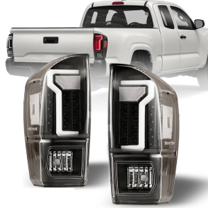 Winjet DRL LED Black/Smoke Lens Tail Lights Pair Set for 2016-2020 Toyota Tacoma