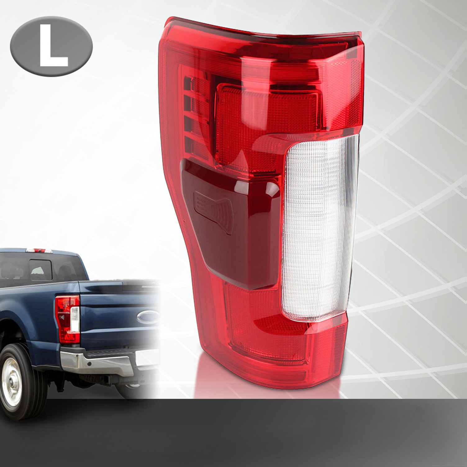 Top Gear Motors Left LED Tail Light Assembly for 2017-2019 Ford F-250 F-350 F-450 Super Duty BLIS Chrome Housing Red Lens Driver - Image 2