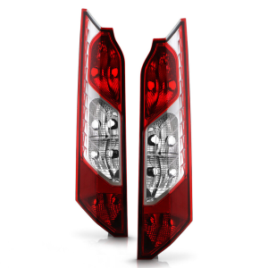 Top Gear Motors Chrome Halogen Tail Light Pair Driver and Passenger Side for 2014-2023 FORD Transit Connect/Transit Red Lens
