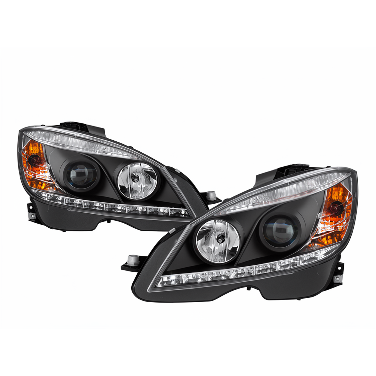 Top Gear Motors Black LED DRL Projector Headlight Pair Left and Right for 2008–2011 Mercedes-Benz C-Class W204 - Image 4