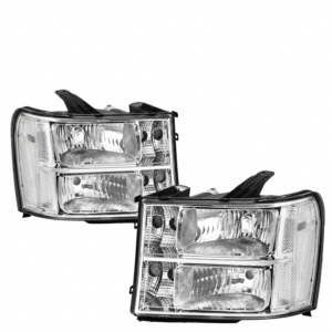 Pair Chrome Headlights for 2007-2013 GMC Sierra 1500 2500HD 3500HD, Left & Right (Set of 2)