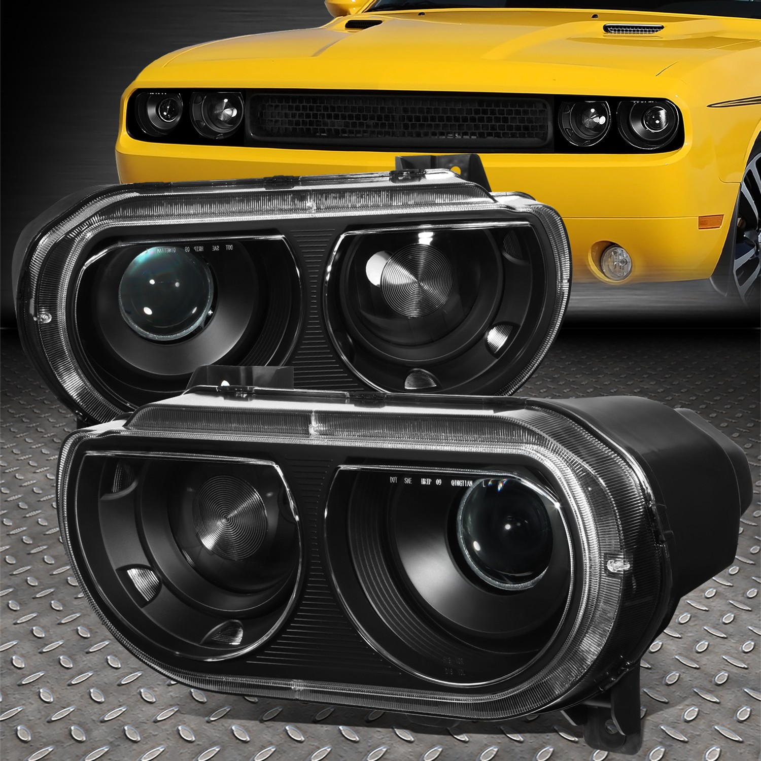 Top Gear Motors LED Headlight Assembly Pair Left and Right for 2008-2014 Dodge Challenger Black Housing Clear Lens Direct Replacement - Image 3