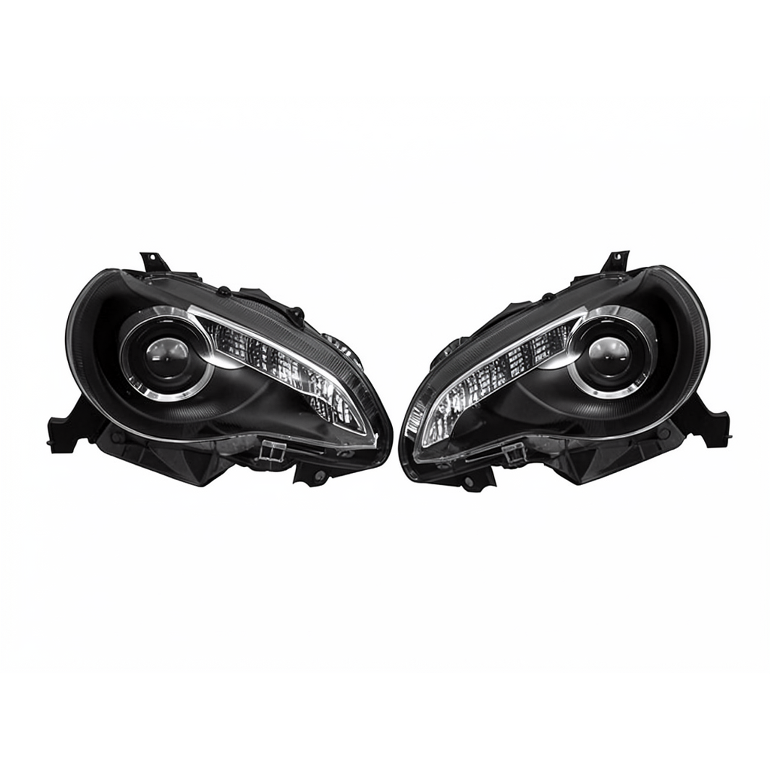 Top Gear Motors LED Projector Headlight Assembly Pair Left and Right for 2013-2016 Scion Fr-s Black Housing Clear Lens