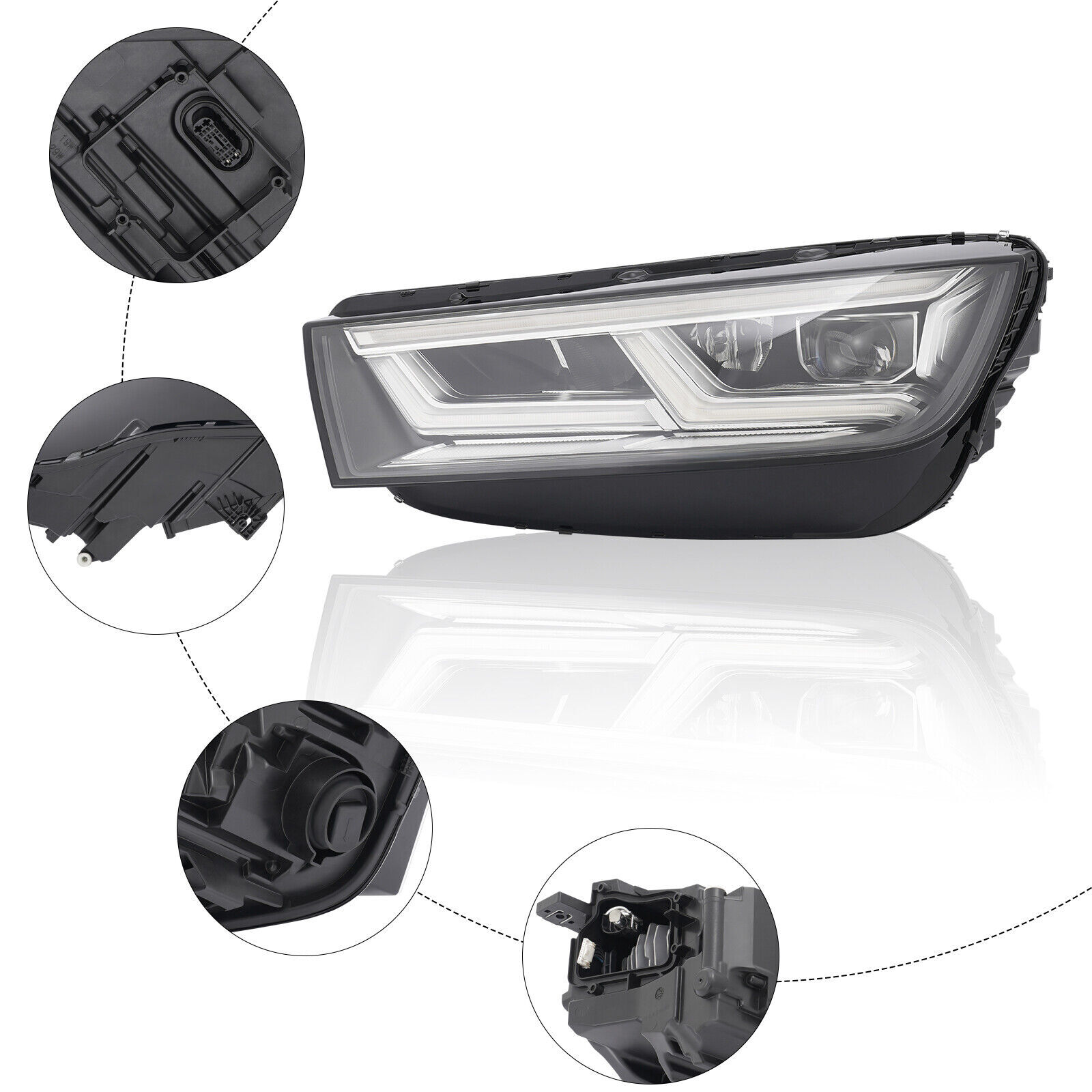 Top Gear Motors Black LED Headlight Driver Left Side for 2018-2020 AUDI Sq5/q5 Clear Lens - Image 3