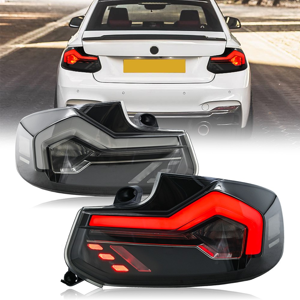 Top Gear Motors Black LED Tail Light Pair Driver and Passenger Side for 2014-2021 BMW M235i/230i/m240i/m2 Smoke/tinted Lens
