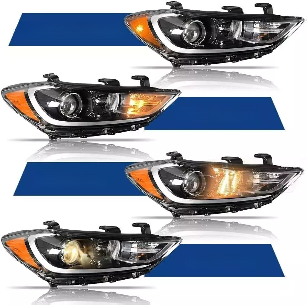 Top Gear Motors Black Halogen Headlight Pair Driver and Passenger Side for 2017-2018 HYUNDAI Elantra Clear Lens - Image 3