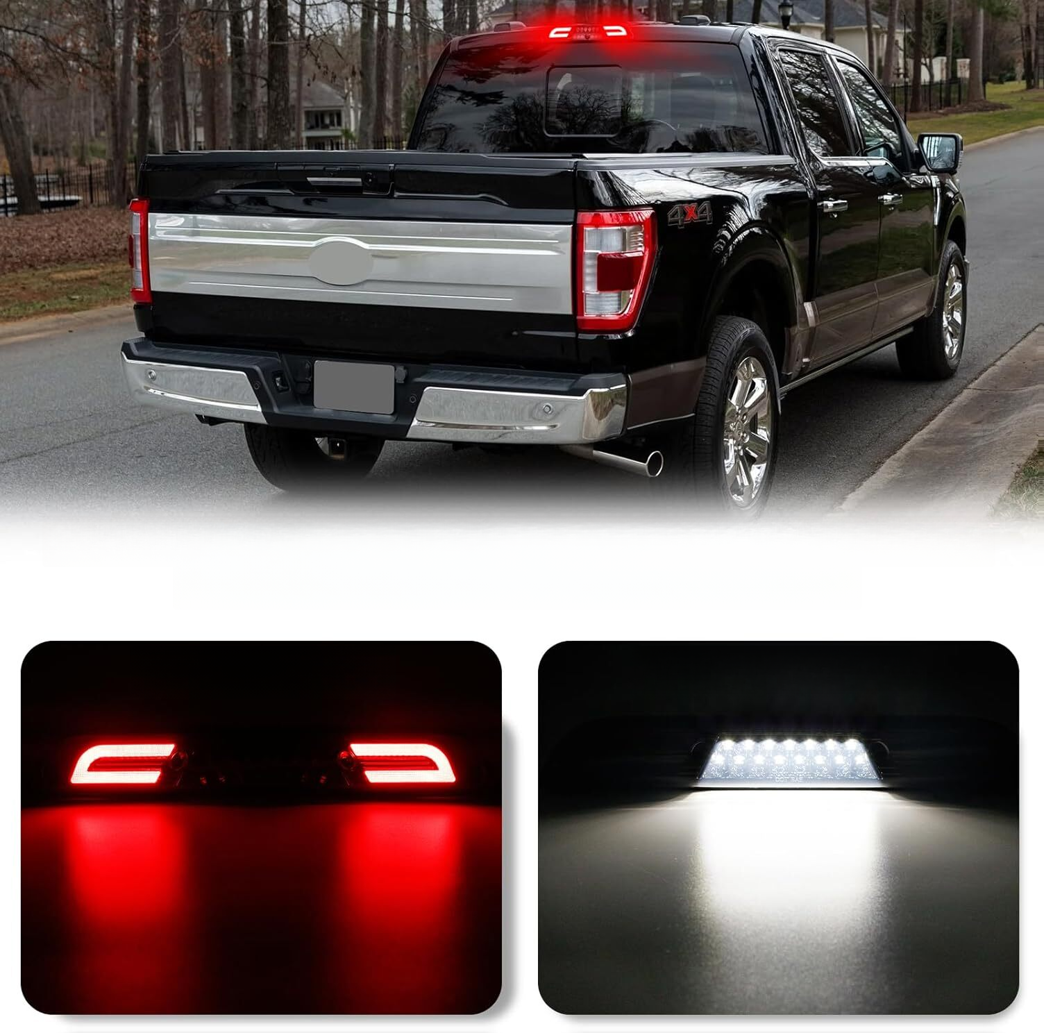 Top Gear Motors Black LED Third Brake Light for 2017-2025 FORD F-150/F-250/F-350 Red Lens - Image 3