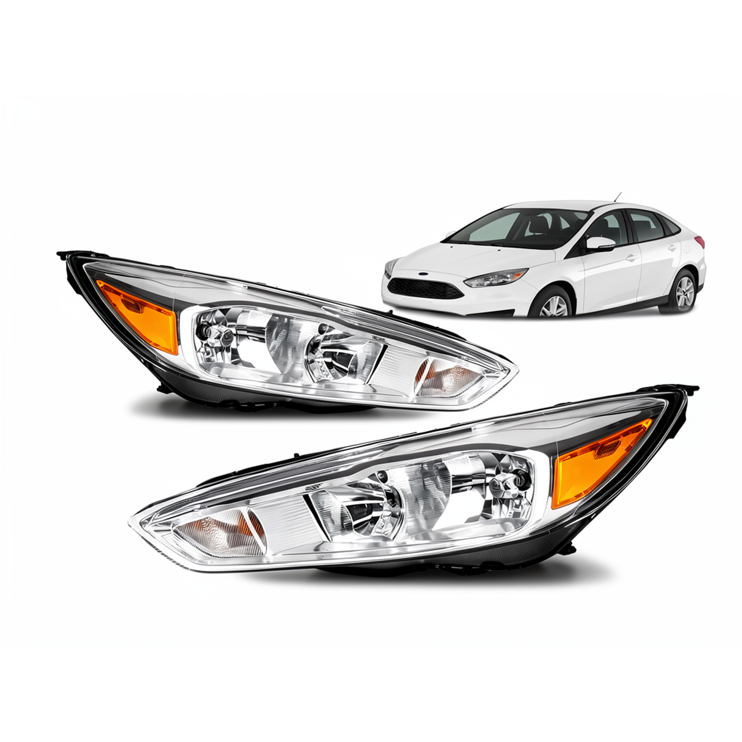 Top Gear Motors Black Composite Halogen Headlight Pair Left and Right for 2015–2018 Ford Focus Without LED DRL Clear Lens - Image 4