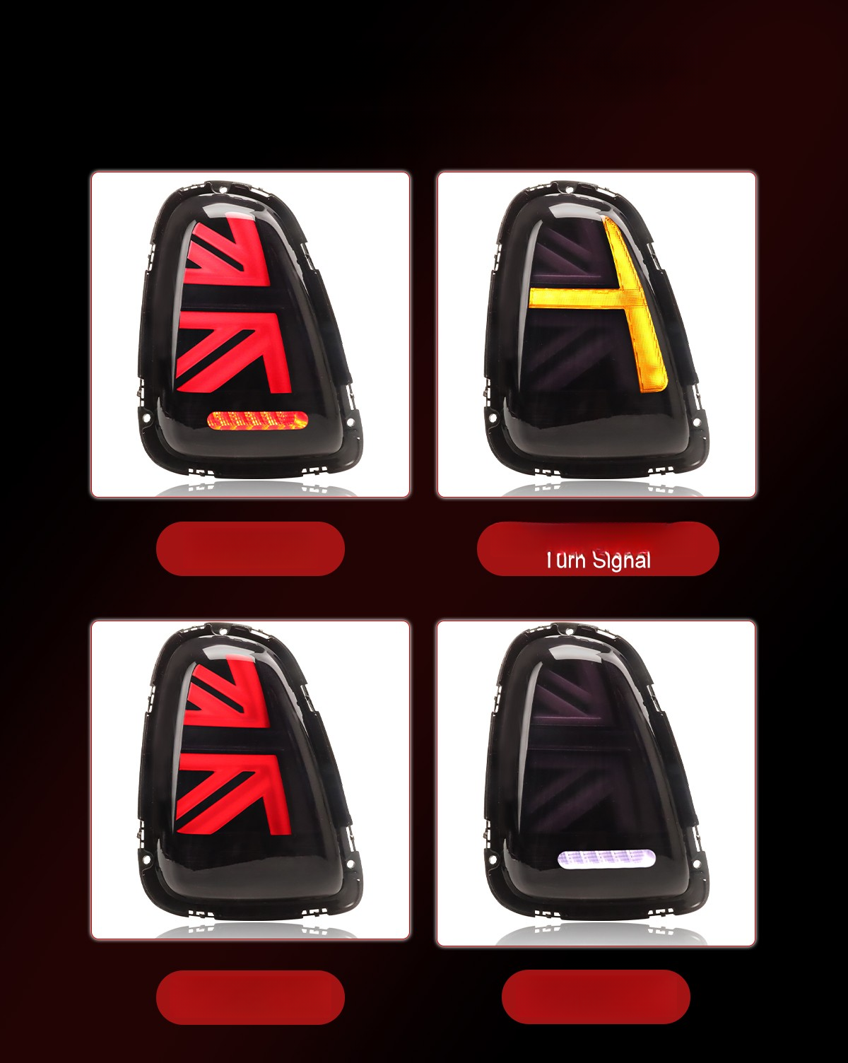 Top Gear Motors Black LED Tail Light Pair Driver and Passenger Side for 2007-2013 Mini Cooper Smoke/tinted Lens - Image 2