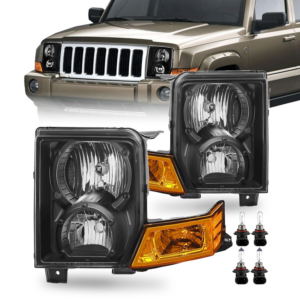 Top Gear Motors Halogen Black Headlight Assembly Pair for 2006–2010 Jeep Commander