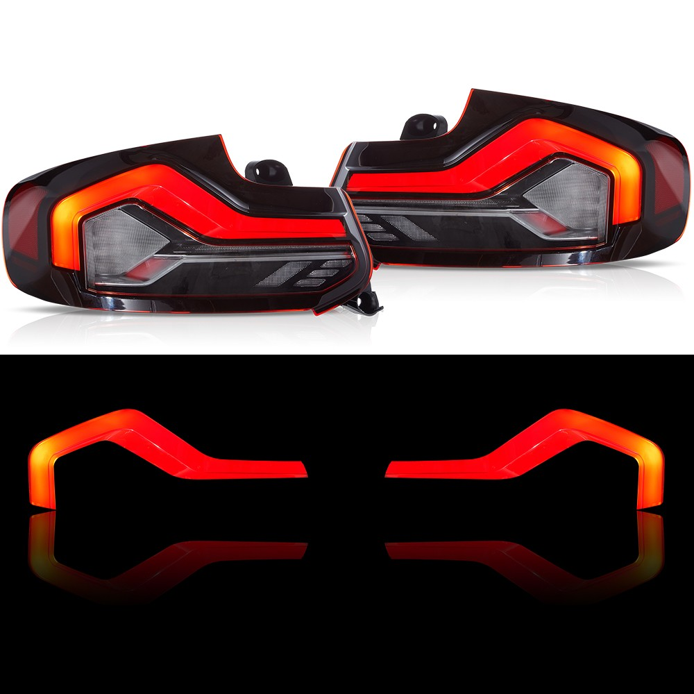 Top Gear Motors Sequential LED Tail Light Pair Driver and Passenger Side for 2014-2020 BMW 2 Series F22 F23 F87 M2 Red Clear Lens