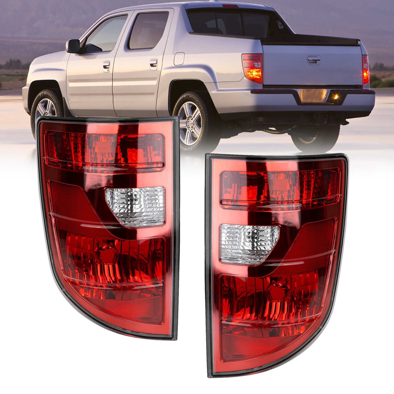 Top Gear Motors Halogen Taillight Assembly Pair Left and Right for 2009–2014 Honda Ridgeline Red Clear Lens Replacement - Image 2