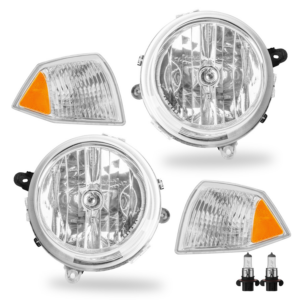 Top Gear Motors Halogen Headlight Assembly Pair Left and Right for 2007–2010 Jeep Compass Chrome Housing Clear Lens