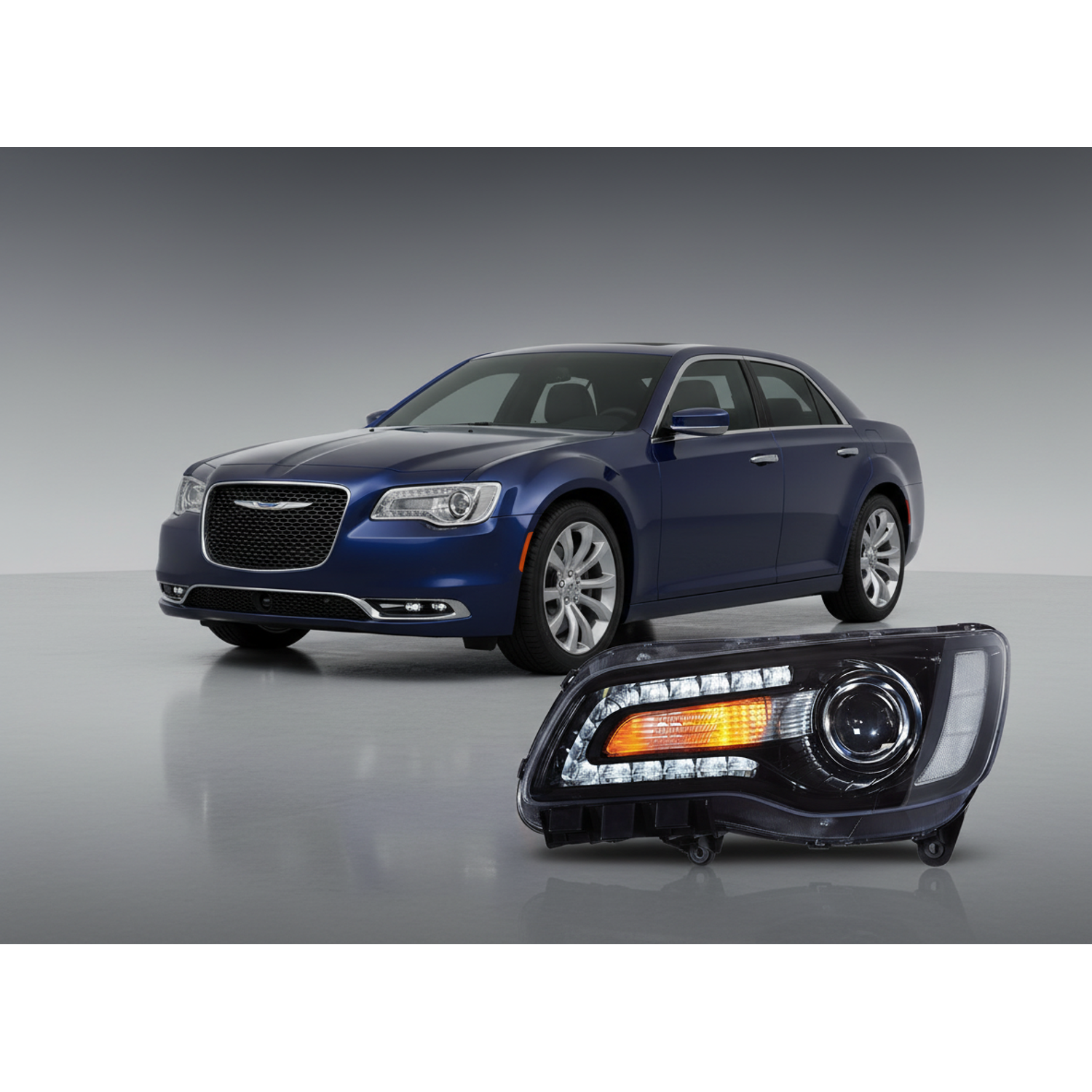 Top Gear Motors Black LED Headlight Pair Driver and Passenger Side Projector for 2011-2023 CHRYSLER 300 Clear Lens - Image 4