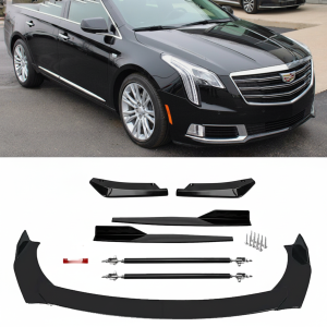 Top Gear Motors Front Bumper Lip Body Kit with Side Skirts and Rear Lip for 2019 Cadillac XTS Glossy Black